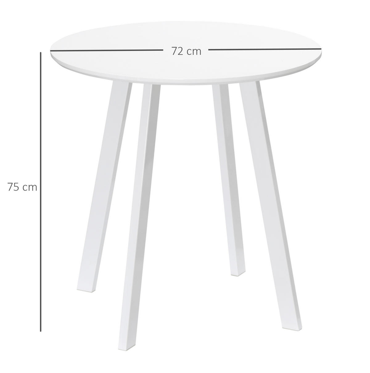 ESSTISCH 72/72/75 cm weiß mit Hochglanz-Tischplatte aus MDF - Weiß, Holzwerkstoff (72/72/75cm) - OKWISH