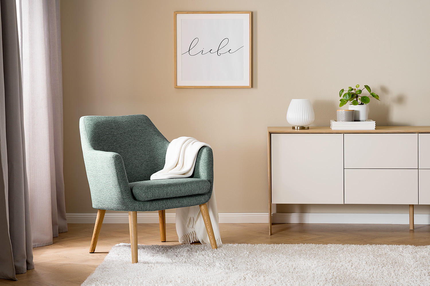 LOUNGESESSEL - Dunkelgrün/Eichefarben, Textil (66/80/68cm) - home24