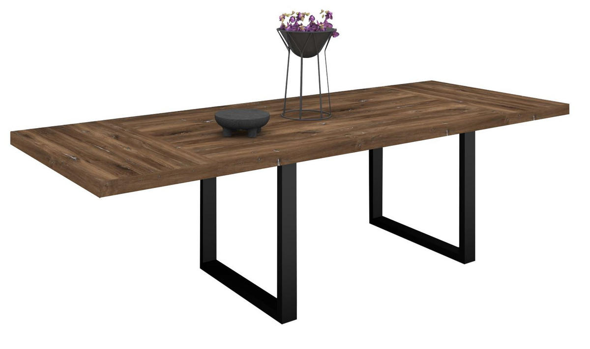 ESSTISCH Elgin 3 175-275x80x100 Metall+Holzwerkstoff Schwarz/Zinneiche - Mooreichefarben/Schwarz, Holzwerkstoff (175/100/80cm) - 58aufmkessel