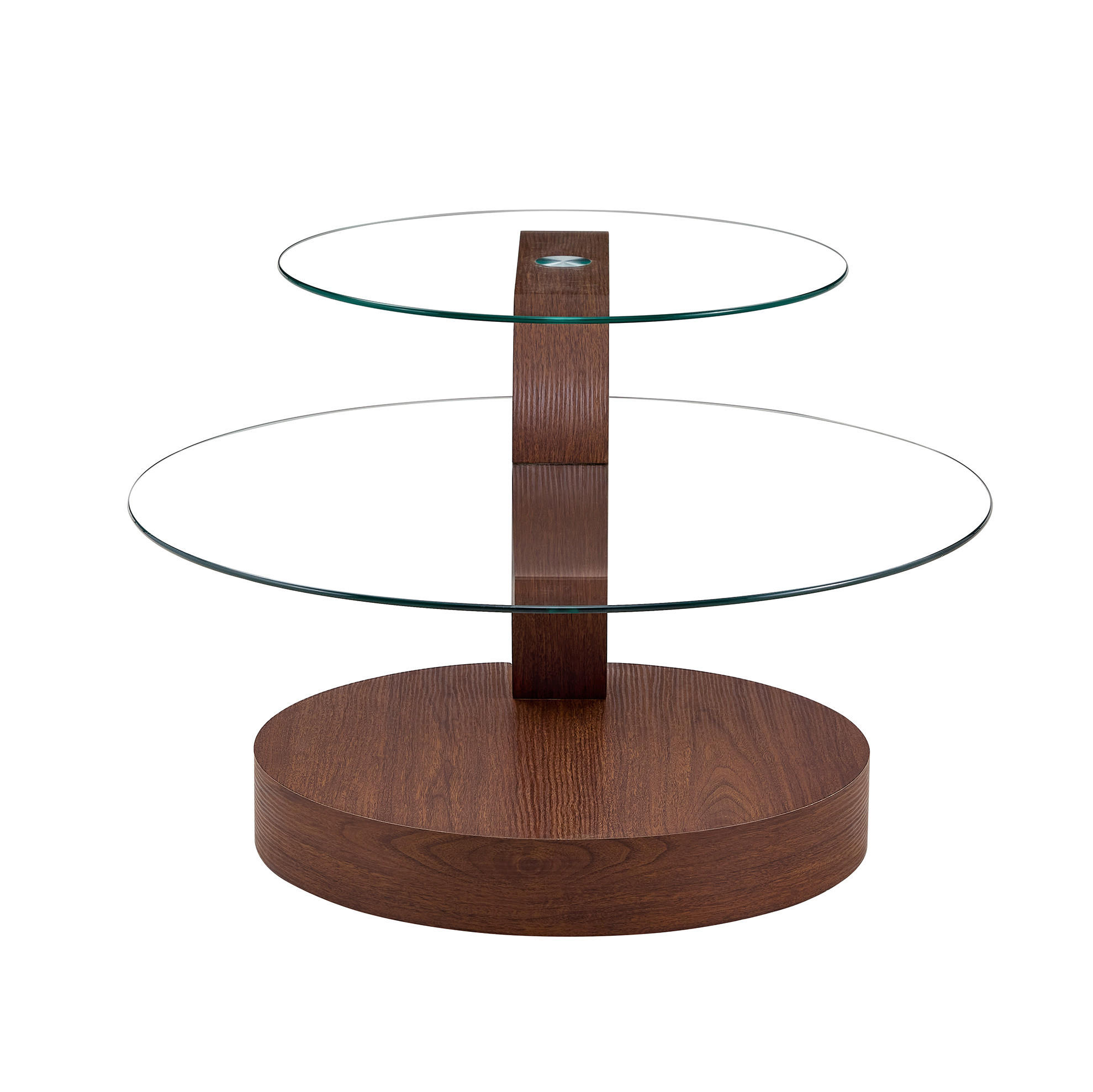 COUCHTISCH mit Glas aus MDF in Walnussoptik mit 2 Ebenen und Sicherheitsglas,70/70/44 cm - Walnussfarben, Holzwerkstoff (70/70/44cm) - Flora Grace