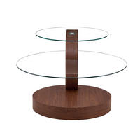 COUCHTISCH mit Glas aus MDF in Walnussoptik mit 2 Ebenen und Sicherheitsglas,70/70/44 cm - Walnussfarben, Holzwerkstoff (70/70/44cm) - Flora Grace
