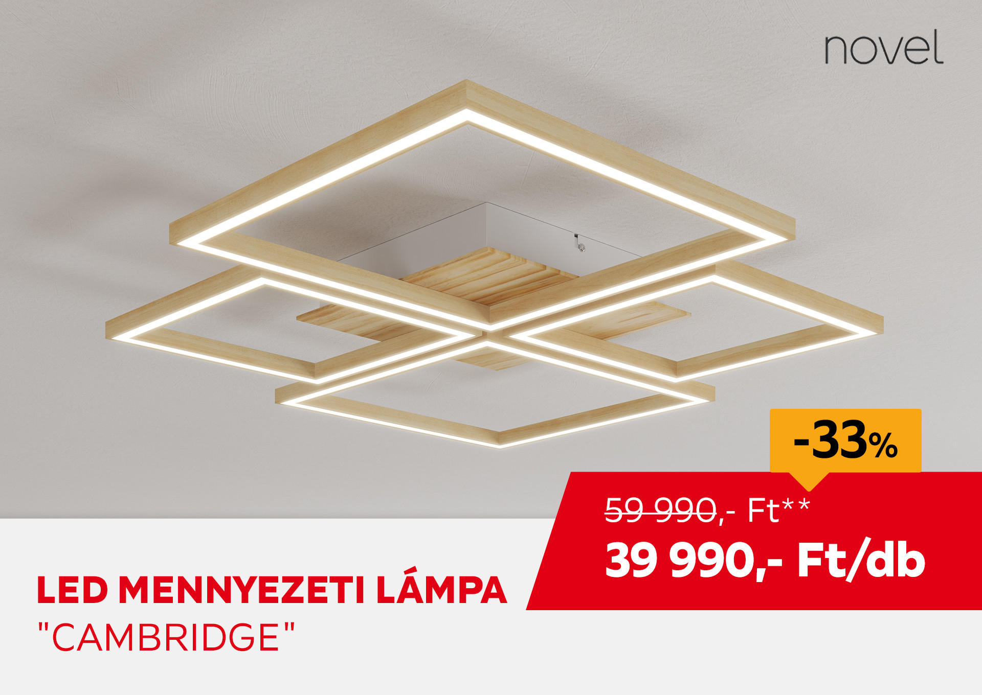 LED MENNYEZETI LÁMPA "CAMBRIDGE" Kiemelt termék 59990 Ft.- helyett 39990 Ft.-