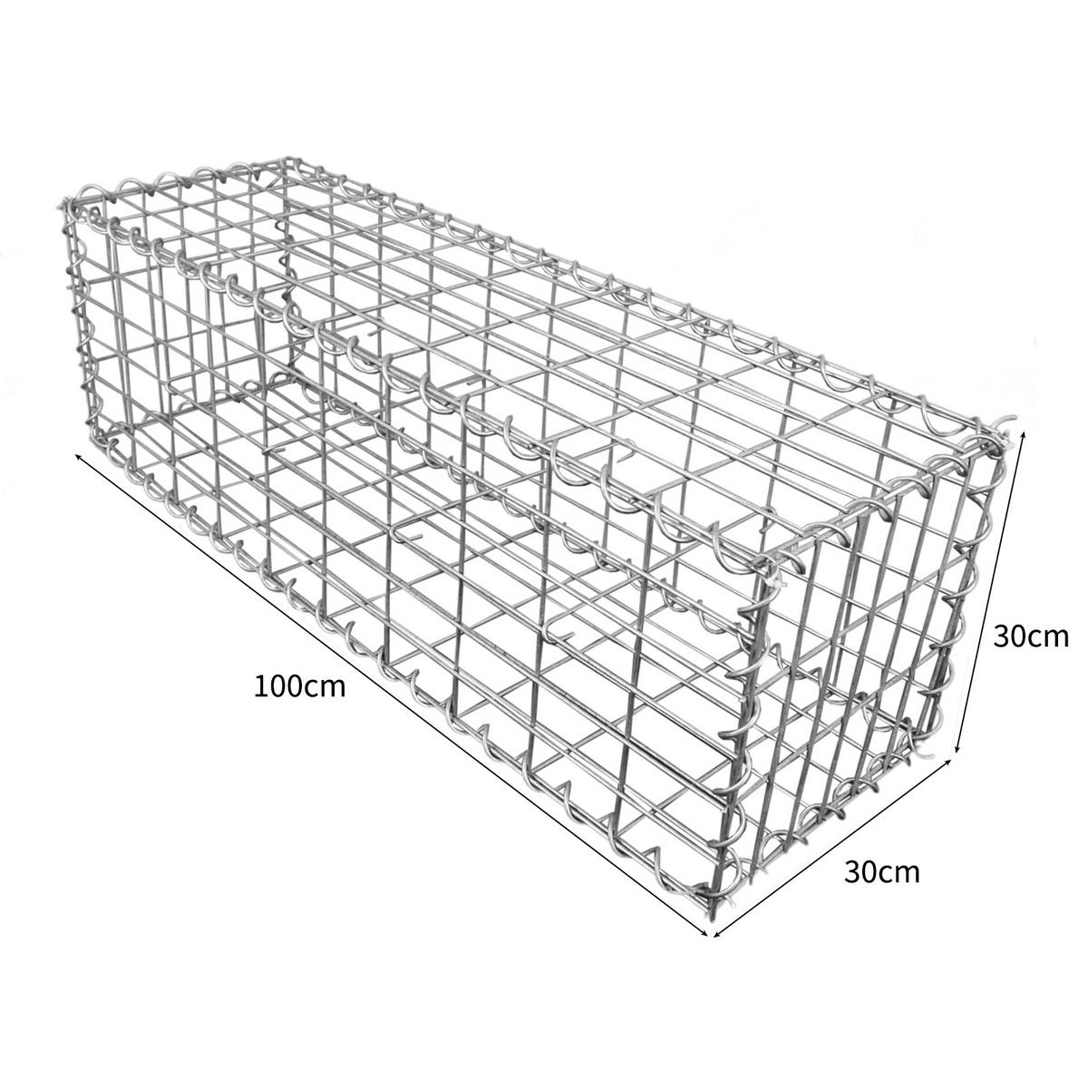 GABIONENKÖRBE 100 x 30 x 30cm / 3 Körbe - Alufarben, Metall (100/1cm) - Monstershop