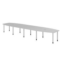 KONFERENZTISCH XXL KT52 130/520/74 cm in Grau/Füße in Silberfarben - Silberfarben/Grau, Holzwerkstoff (130/520/74cm) - bümö