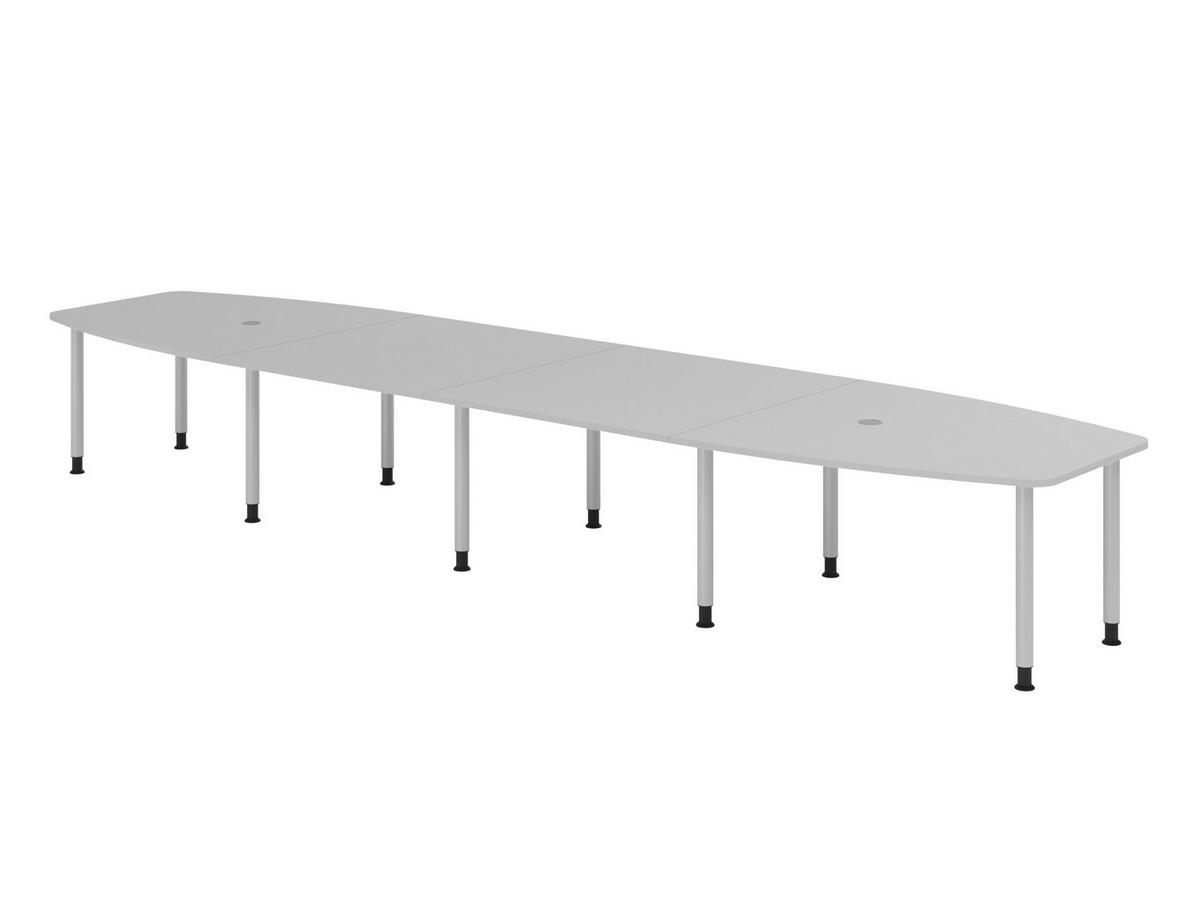 KONFERENZTISCH XXL KT52 130/520/74 cm in Grau/Füße in Silberfarben - Silberfarben/Grau, Holzwerkstoff (130/520/74cm) - bümö