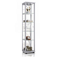GLASVITRINE 33/37/176 cm mit Spiegel, LED, Schloss & 4 höhenverstellbaren Glasböden - Transparent/Silberfarben, Glas/Holzwerkstoff (37/176/33cm) - K-Möbel