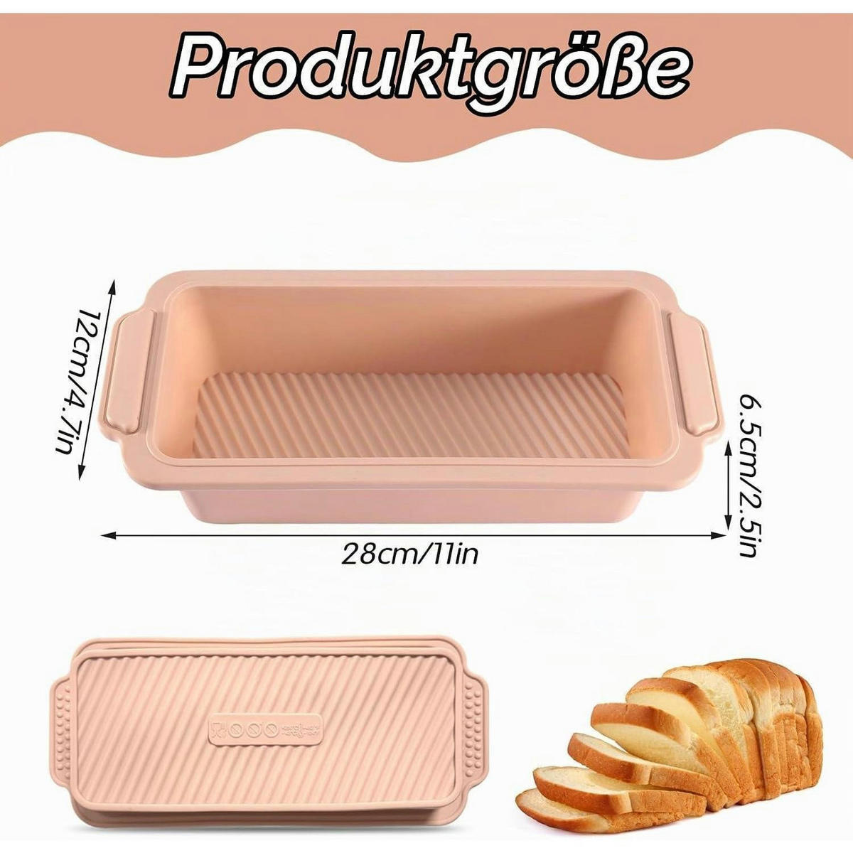 BROTBACKFORM Silikon 28 x 12 x 6.5 cm Rosa - Rosa, Kunststoff (12/6.5/28cm)