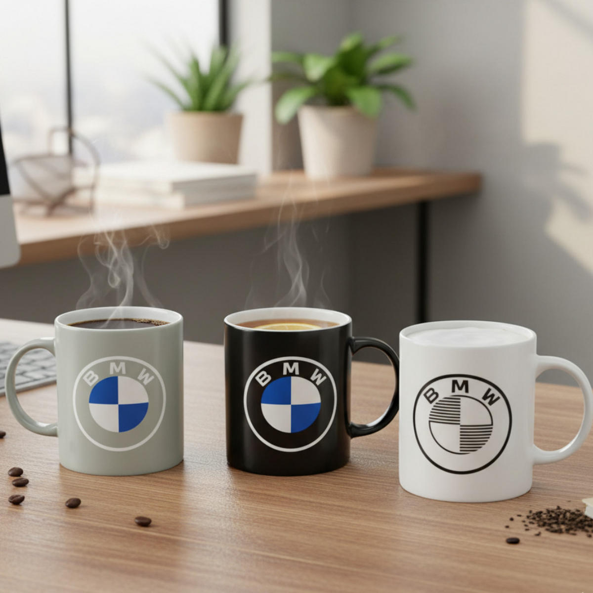KAFFEETASSEN Set 3-teilig Grau Weiß Schwarz, 300 ml, Porzellanbecher, Kaffeebecher, Trinkbecher, Design Tassen, Frühstücksset, Heißgetränke - Schwarz/Weiß, Keramik (0.9L) - JUNG