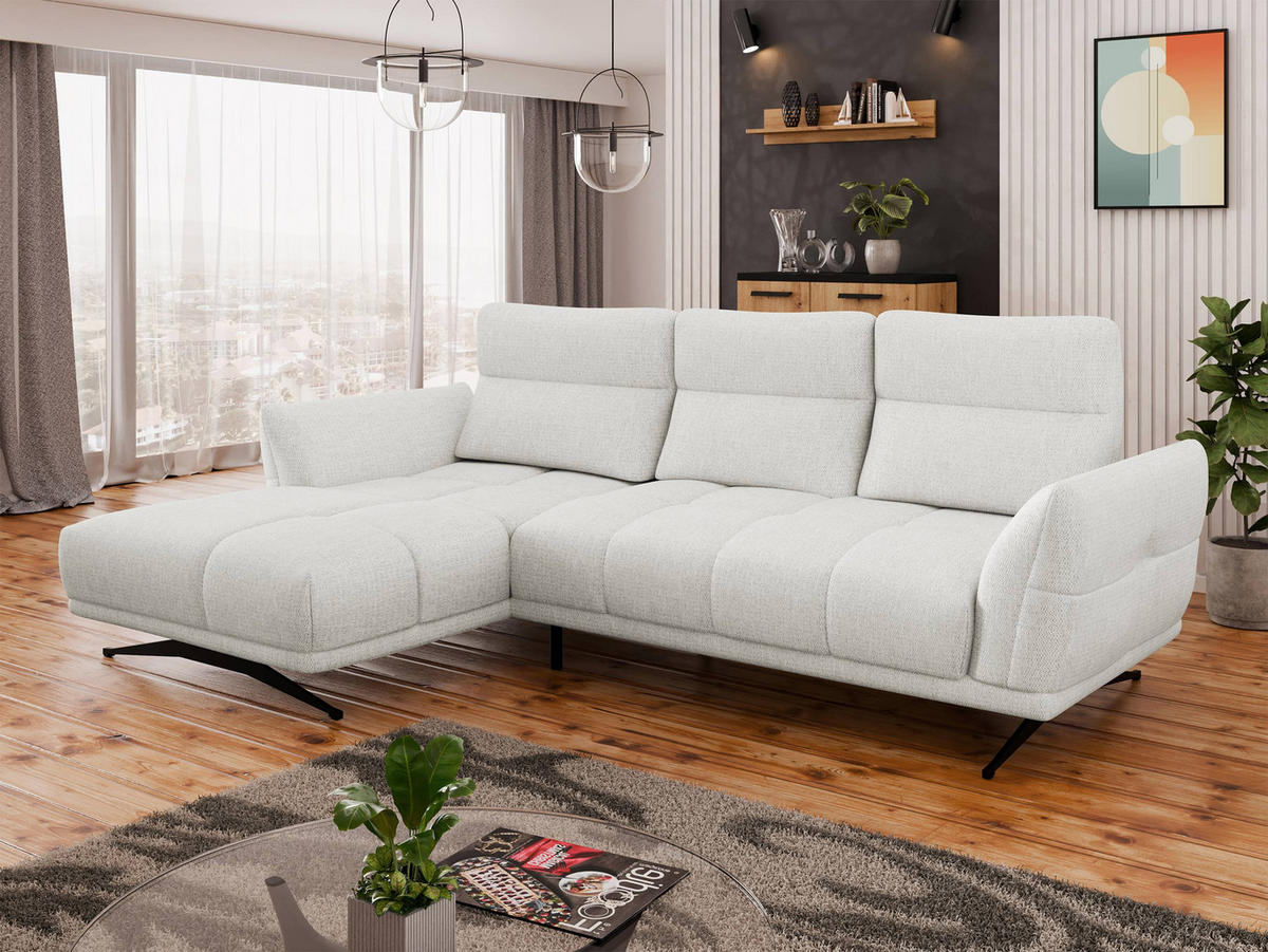 ECKSOFA Giovanni Z LCH, Seite: Links LC-2R - Hellgrau/Schwarz, Holz/Textil (298/195cm) - MIRJAN24