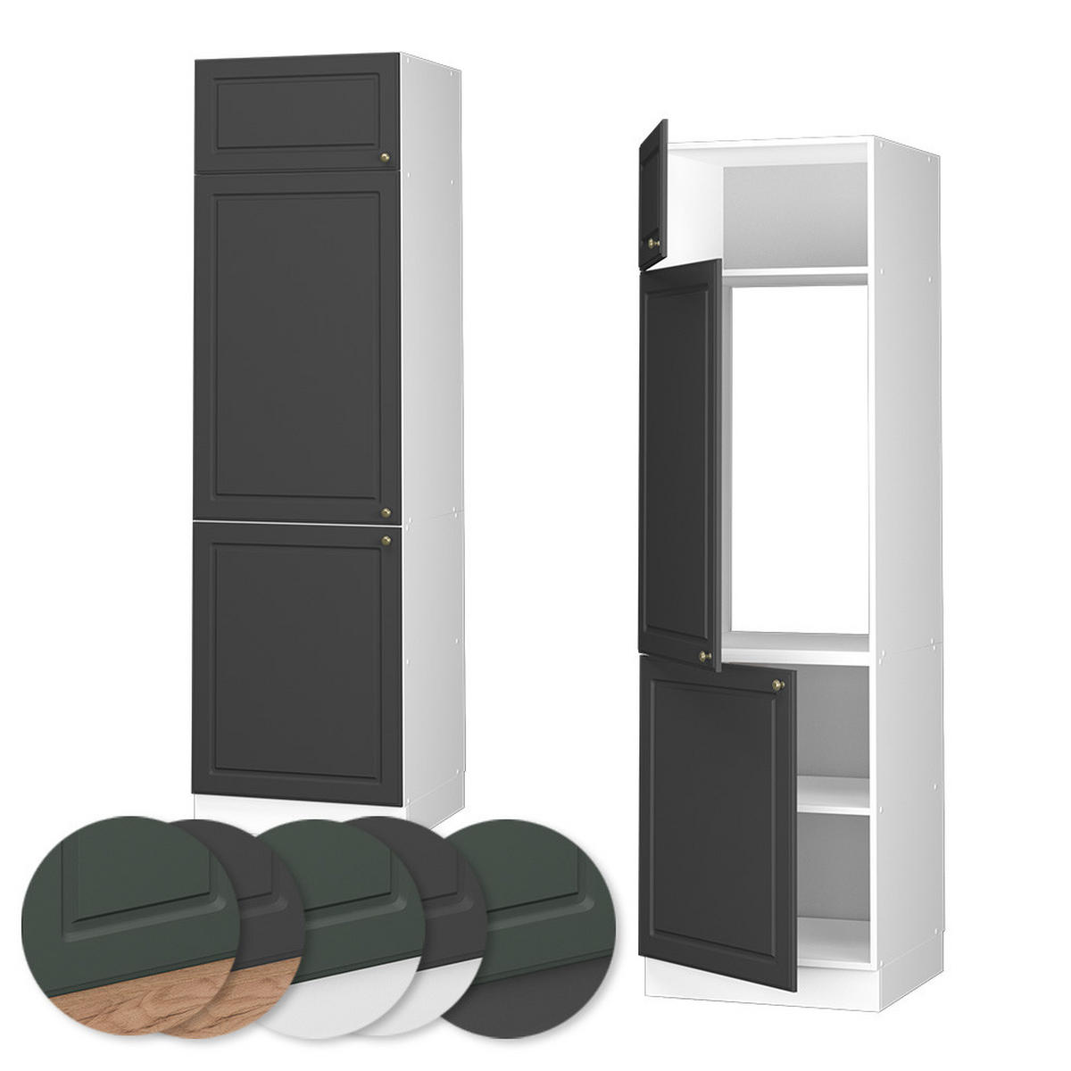 KÜCHENSCHRANK Fame-Line Anthrazit-Gold 60 cm - Anthrazit/Weiß, Holzwerkstoff (60/206.8/58.1cm) - Vicco