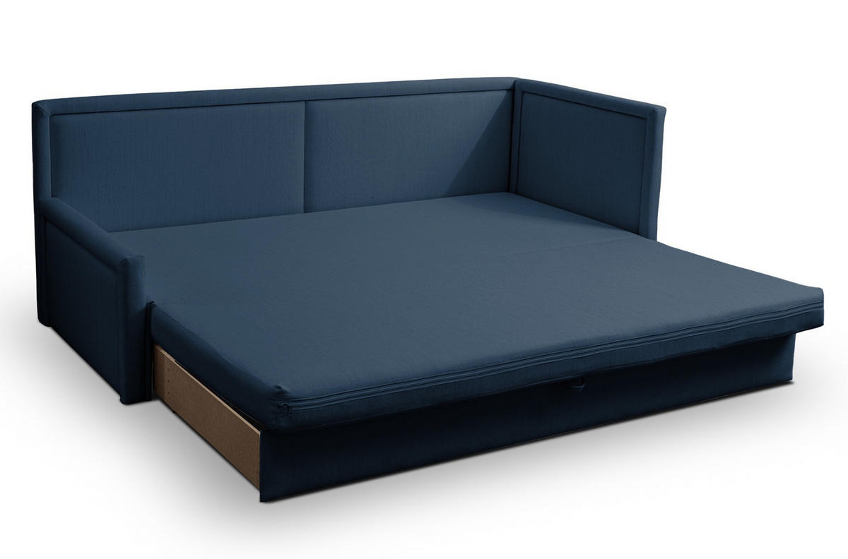 JUGENDBETT Caprili Dunkelblau mit Bettkasten - Schwarz/Dunkelblau, Kunststoff/Textil (163/189cm) - Selsey