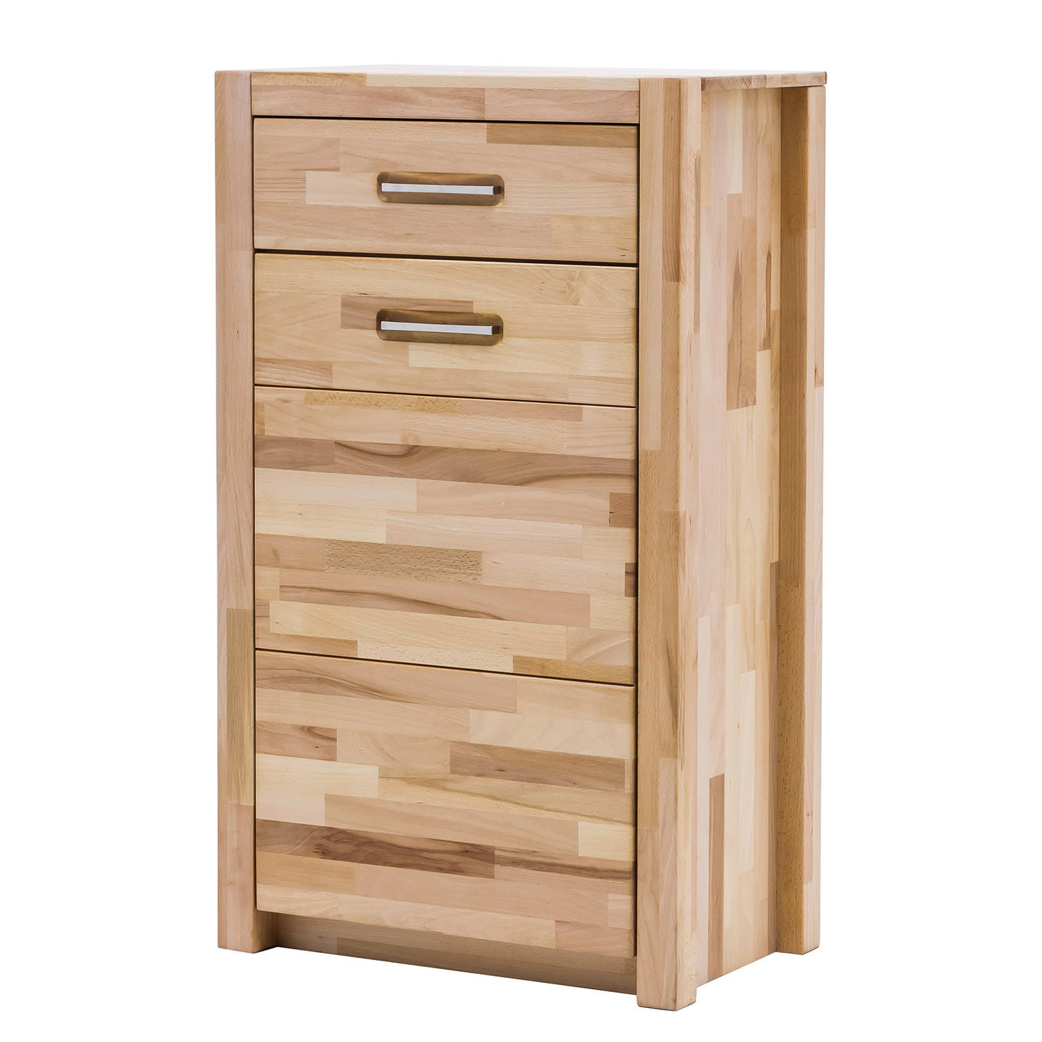 KOMMODE - Silberfarben/Kernbuche, Holz/Metall (66/112/40cm) - home24