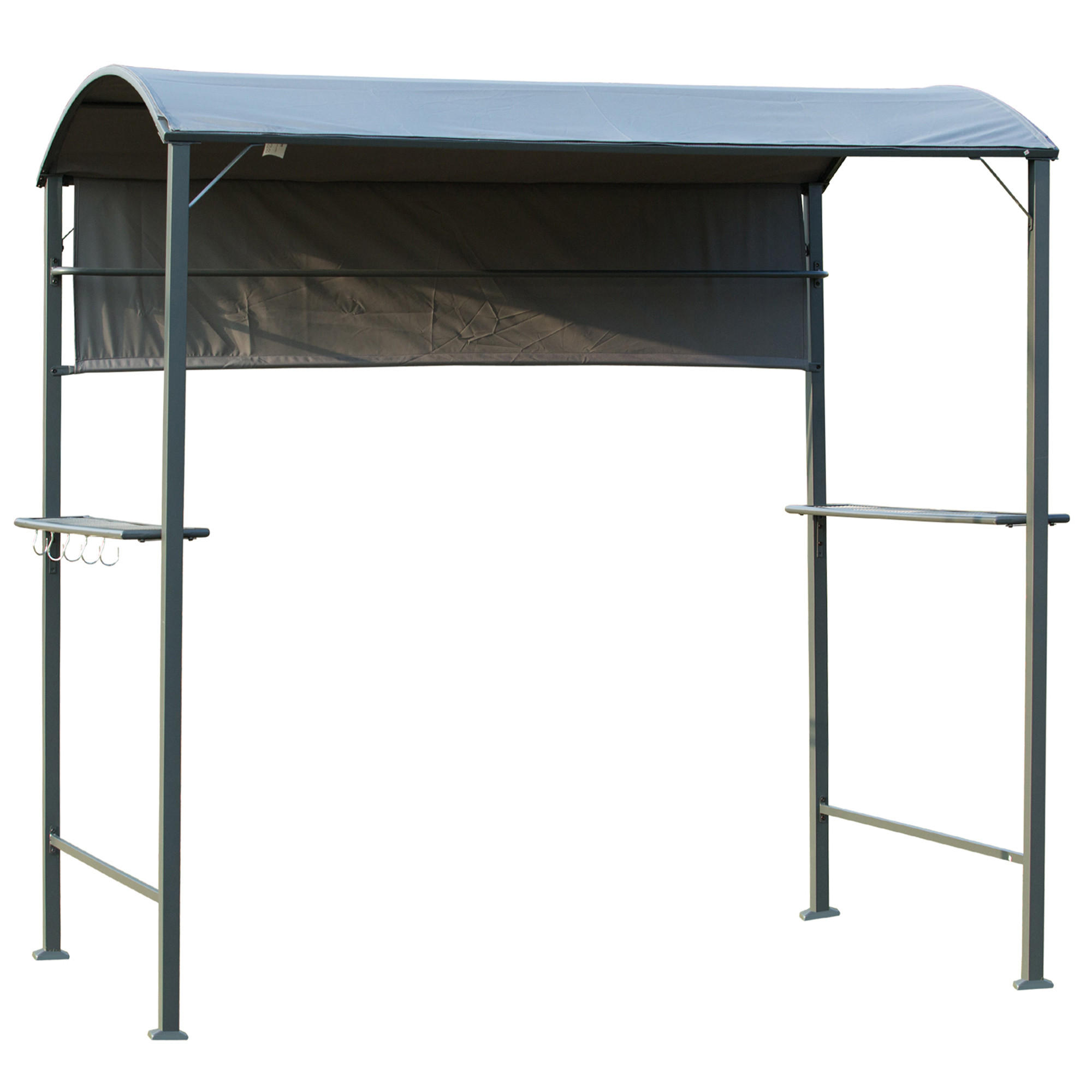 GRILLPAVILLON, Polyester, Schwarz - Grau, Metall (138/216/218cm) - Outsunny