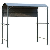 GRILLPAVILLON, Polyester, Schwarz - Grau, Metall (138/216/218cm) - Outsunny