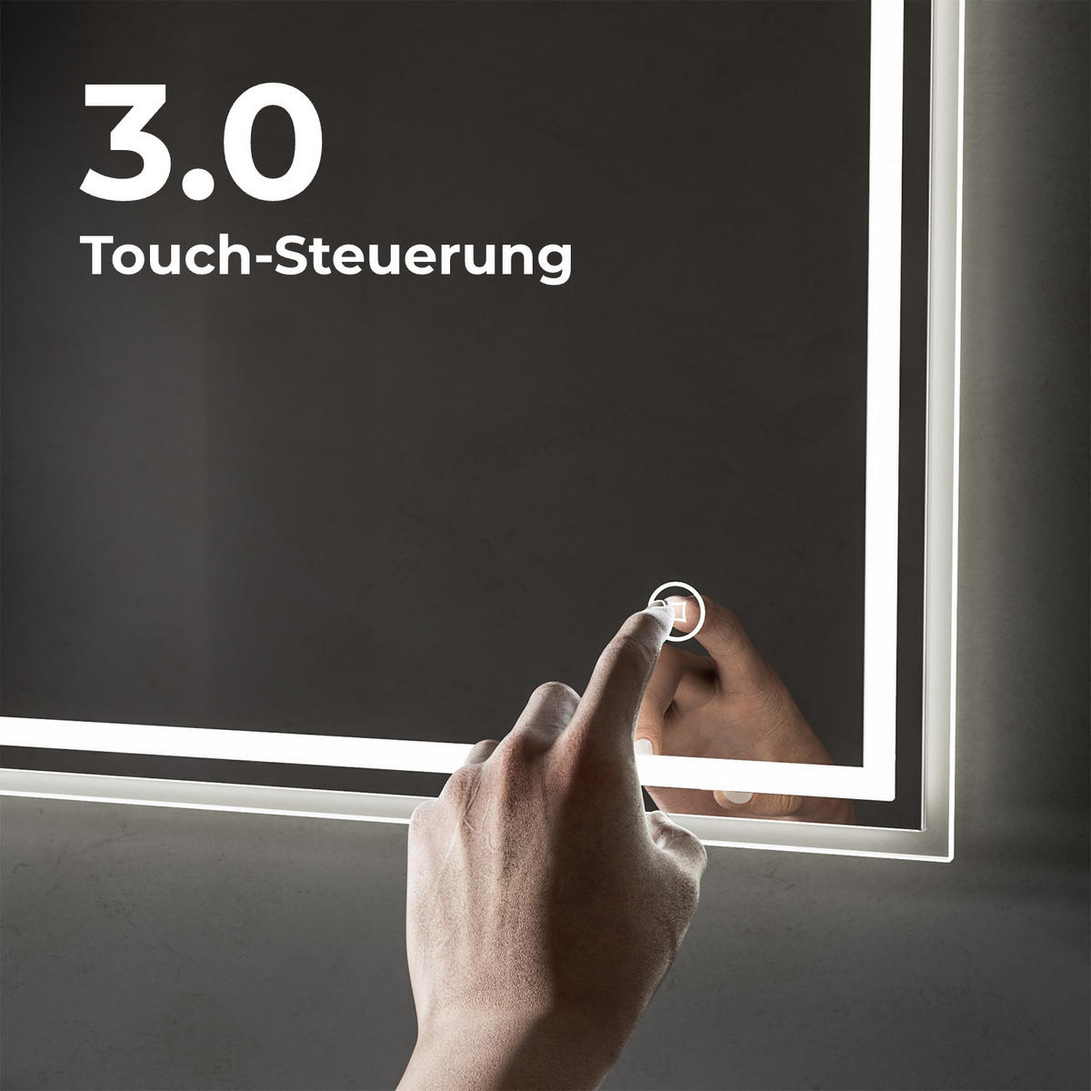 BADSPIEGEL mit Anti-Beschlag Beleuchtung 80/60/3,5 cm - Weiß, Glas (60/3.5/80cm) - EMKE