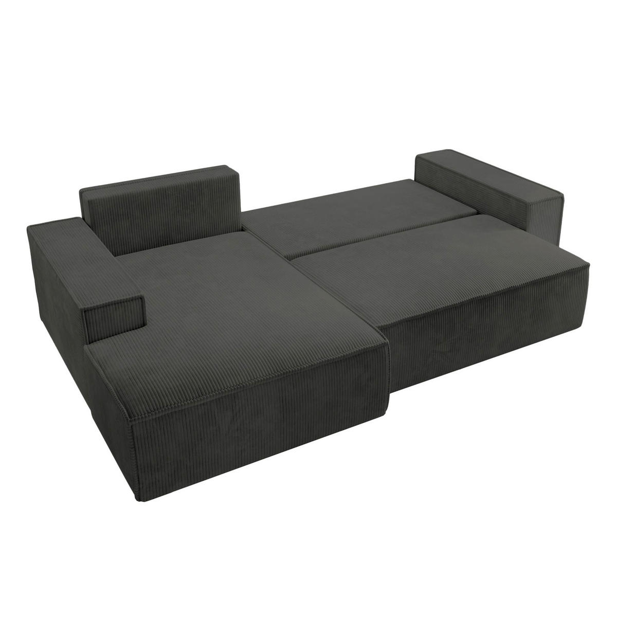 ECKSOFA Farese New Dunkelgrau Cord - Dunkelgrau/Schwarz, Kunststoff/Textil (267/167cm) - Selsey