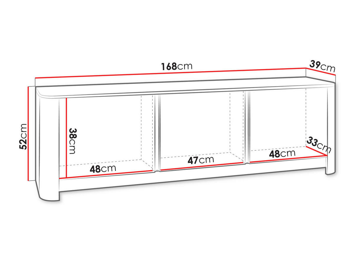 TV-LOWBOARD Bari 168 - Nussbaumfarben/Schwarz, Holzwerkstoff/Kunststoff (168/52/39cm) - MIRJAN24