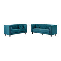 COUCHGARNITUR - 5 Personen - samt - blaugrün Turner - Grün, Textil (163/79/77cm) - Vente-Unique