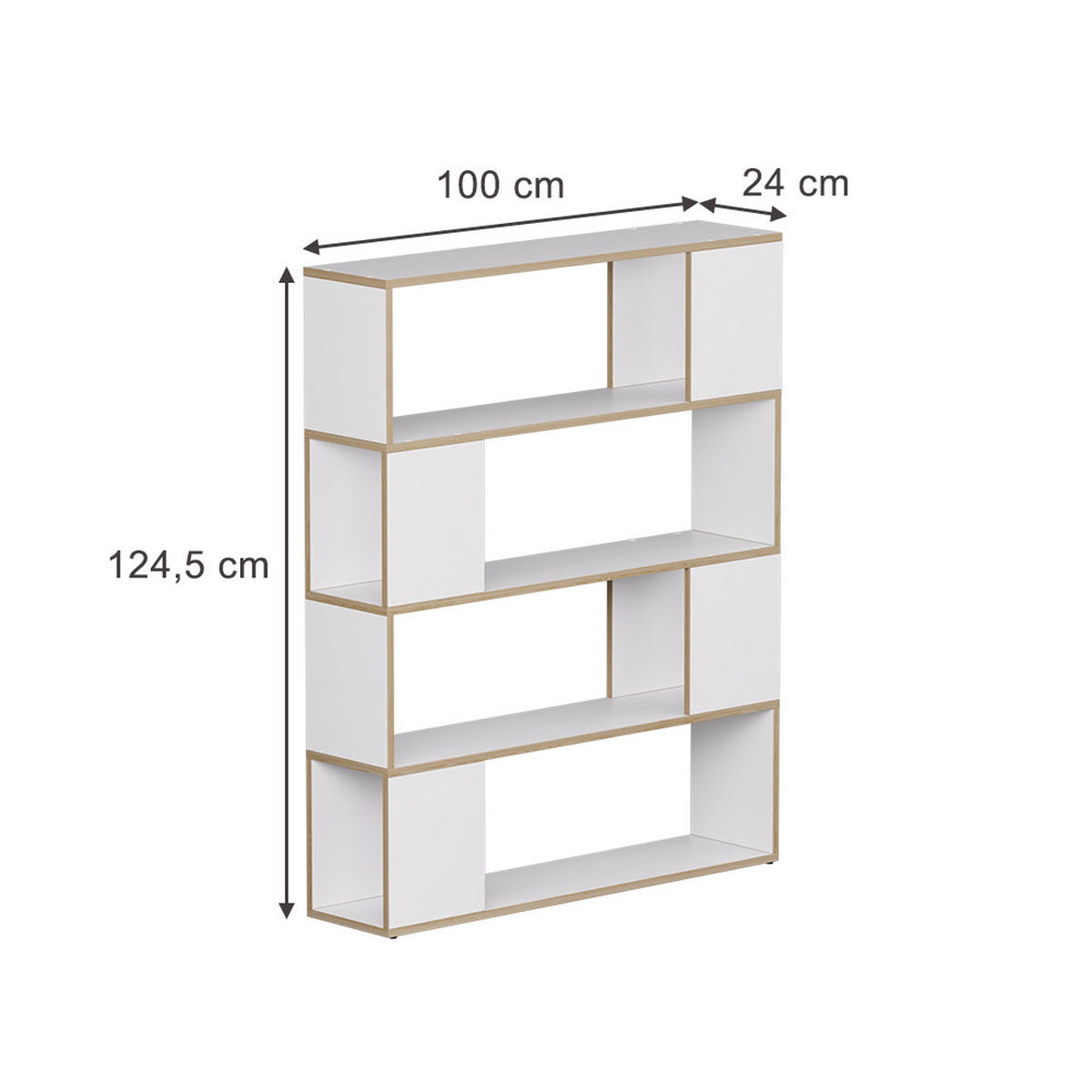 RAUMTEILER Eneos Weiß/Eiche 100 x 124.5 cm - Eichefarben/Weiß, Holzwerkstoff (100/124.5/24cm) - Vicco