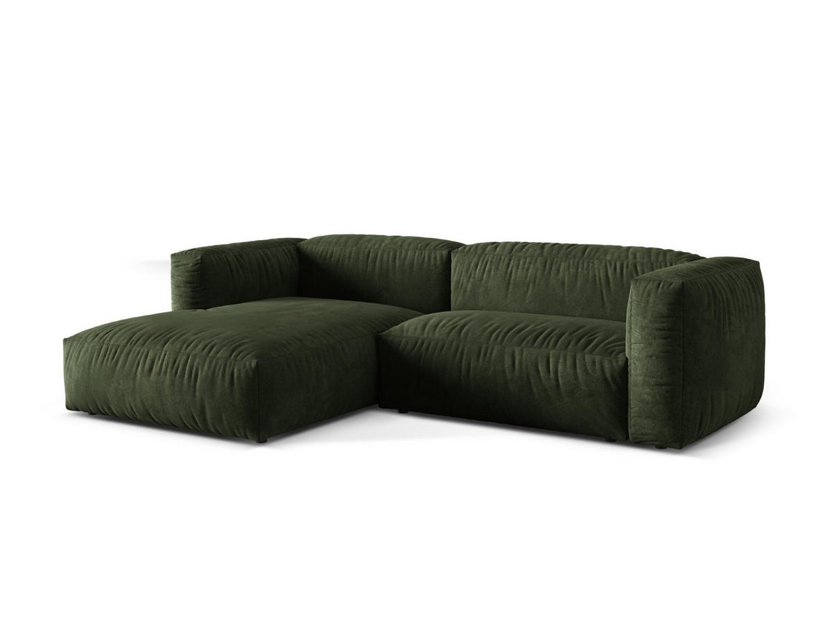 ECKSOFA modular links Martina aus Samt grün 2 Sitzplätze - Grün, Textil (176/283cm) - Micadoni
