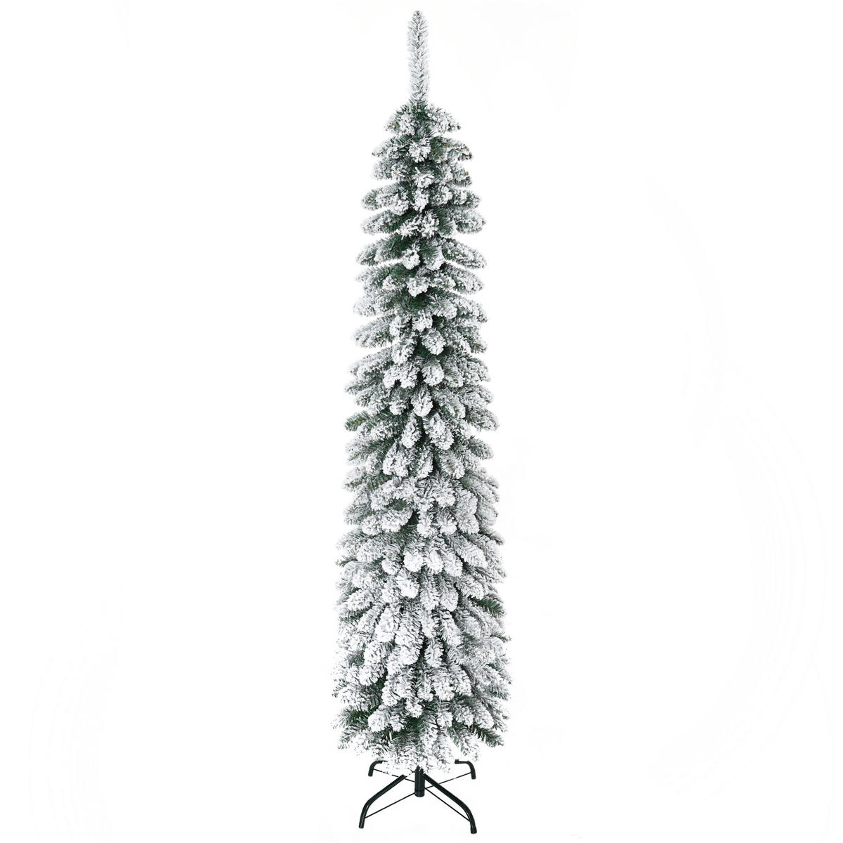WEIHNACHTSBAUM DE-41543 Schneeeffekt, schmal, 180 cm Grün/Weiß - Weiß/Grün, Kunststoff (180cm) - ComfortXL
