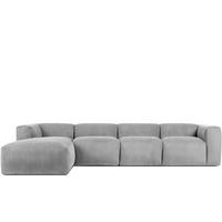 ECKMODULSOFA-LINKS BUFFO 6-Sitzer mit extrem weicher Sitzfläche, Kordstoff, hellgrau - Hellgrau, Textil (377/180cm) - KONSIMO®