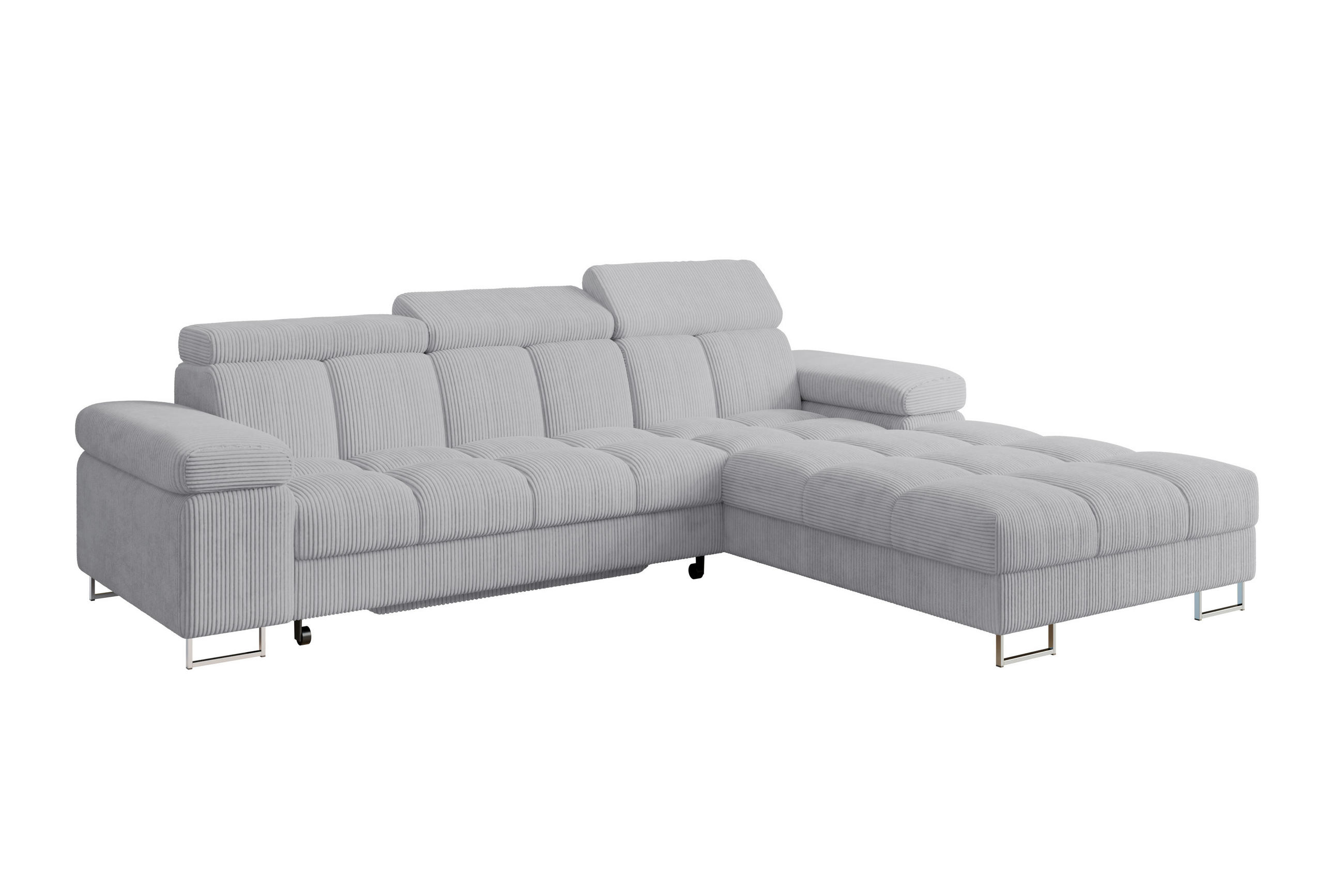 ECKSOFA mit Schlaffunktion Ottomane Rechts COMA L 271x203x79 Grau Cord - Anthrazit, Holzwerkstoff/Textil (203/271cm) - ALTDECOR