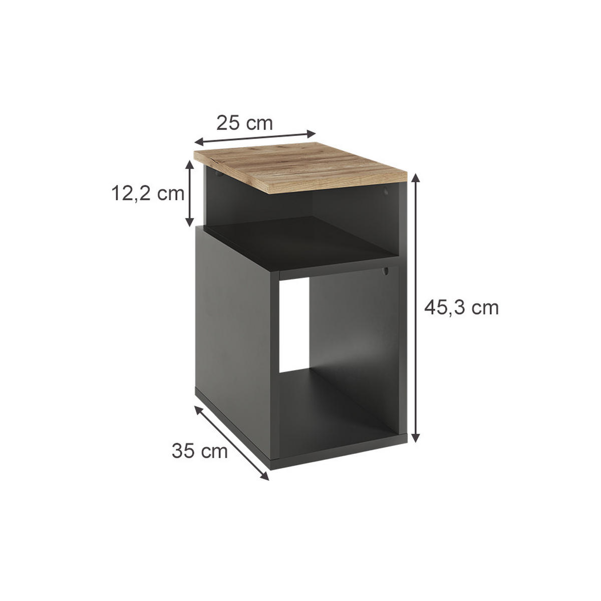 NACHTTISCH Elios Anthrazit/Goldkraft Eiche 2er Set - Honigeiche/Anthrazit, Holzwerkstoff (25/45.3/35cm) - Vicco