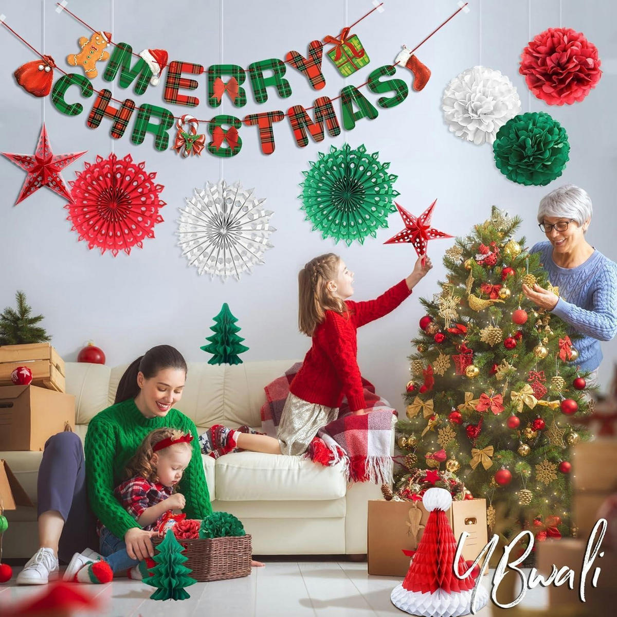 WEIHNACHTSDEKO Set 13-teilig - Multicolor, Papier (100cm)