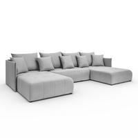 WOHNLANDSCHAFT APOLLO U mit Schlaffunktion und Bettzeugkasten - Grau, Textil (348/93/188cm) - Lookway