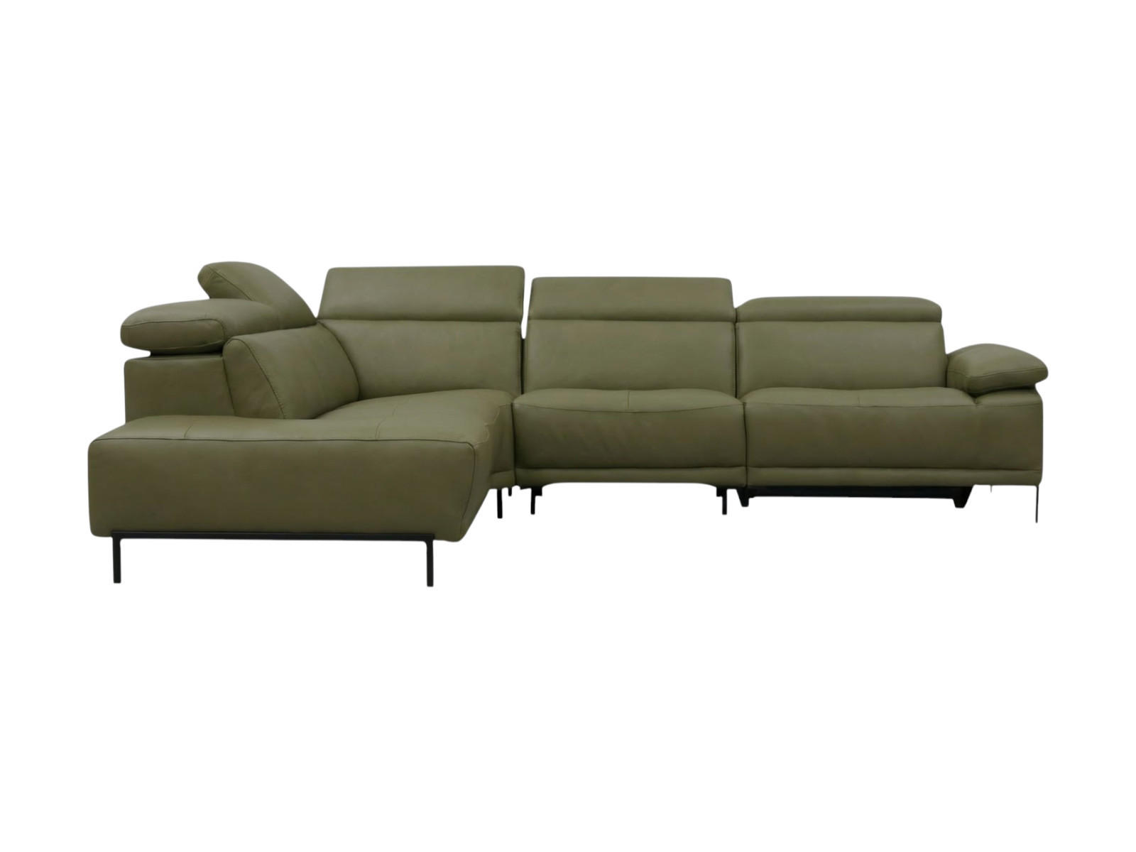 ECKSOFA Linus Echtleder Olivgrün - Olivgrün, Leder/Metall (220/262cm)