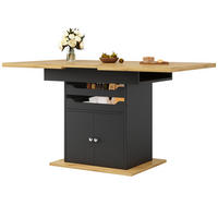 ESSTISCH mit Ausziehfunktion 2 Schubladen Aufbewahrungsschrank und Klappfunktion 110-140/80 cm - Schwarz, Holzwerkstoff/Metall (140/80/76cm) - EVRYAE