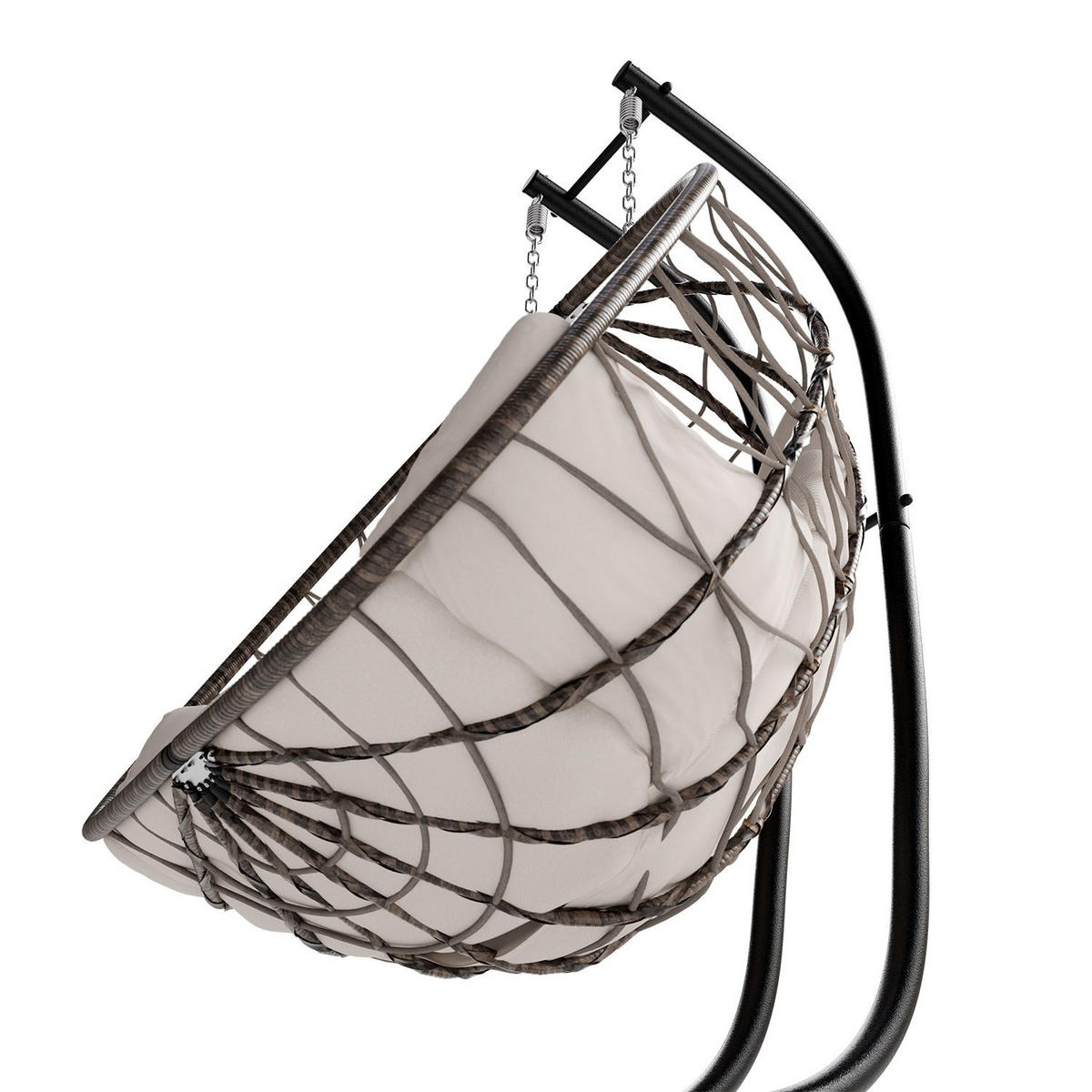 XXL-KORBHÄNGESESSEL Aria beige inkl. waschbare Bezüge - Naturfarben, Kunststoff/Metall (130/197/127cm) - Juskys