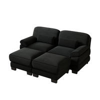 2-SITZER-SOFA modular mit 2 Hockern, DE-42659, Schwarz - Schwarz, Holz (194/94/161cm) - ComfortXL
