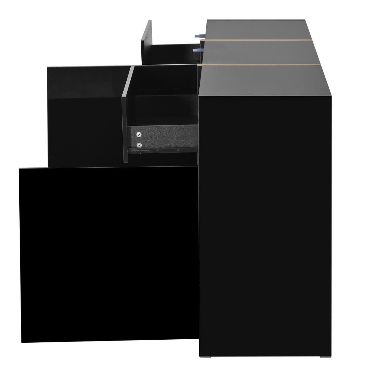 SIDEBOARD 160/40/78 cm in Schwarz Hochglanz mit 3 Türen & 2 Schubladen - Schwarz, Holzwerkstoff (160/78/40cm) - BEAOK