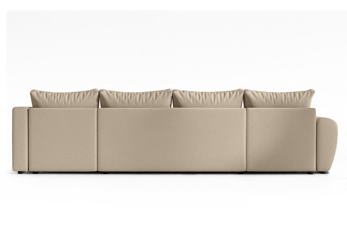 WOHNLANDSCHAFT Malatya U Form MAX Hellbraun 311/145/80 cm mit Schlaffunktion - Hellbraun/Schwarz, Kunststoff/Textil (208/80/303cm) - AX Living