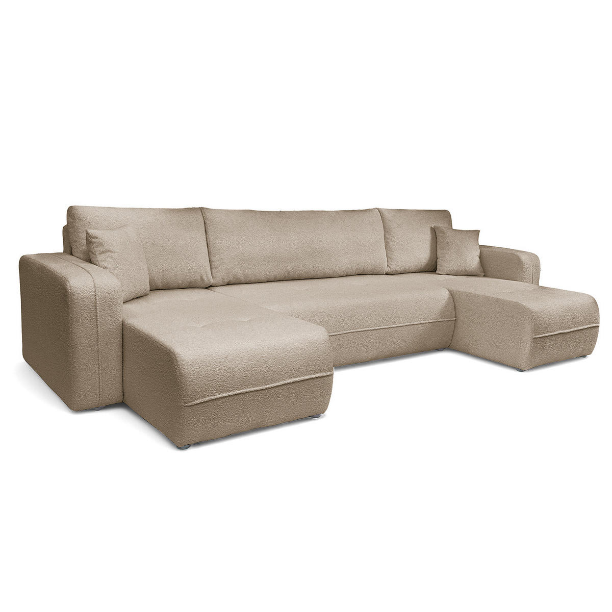 WOHNLANDSCHAFT - Graubraun/Schwarz, Kunststoff/Textil (312/82/145cm) - home24