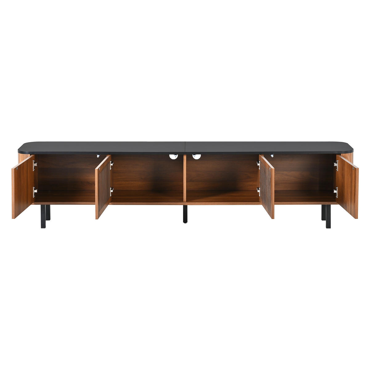 TV-SCHRANK 190/35/45 cm Walnuss Schwarz mit Gittertüren und Stauraum - Nussbaumfarben, Holzwerkstoff/Metall (190/45/35cm) - Oxeza