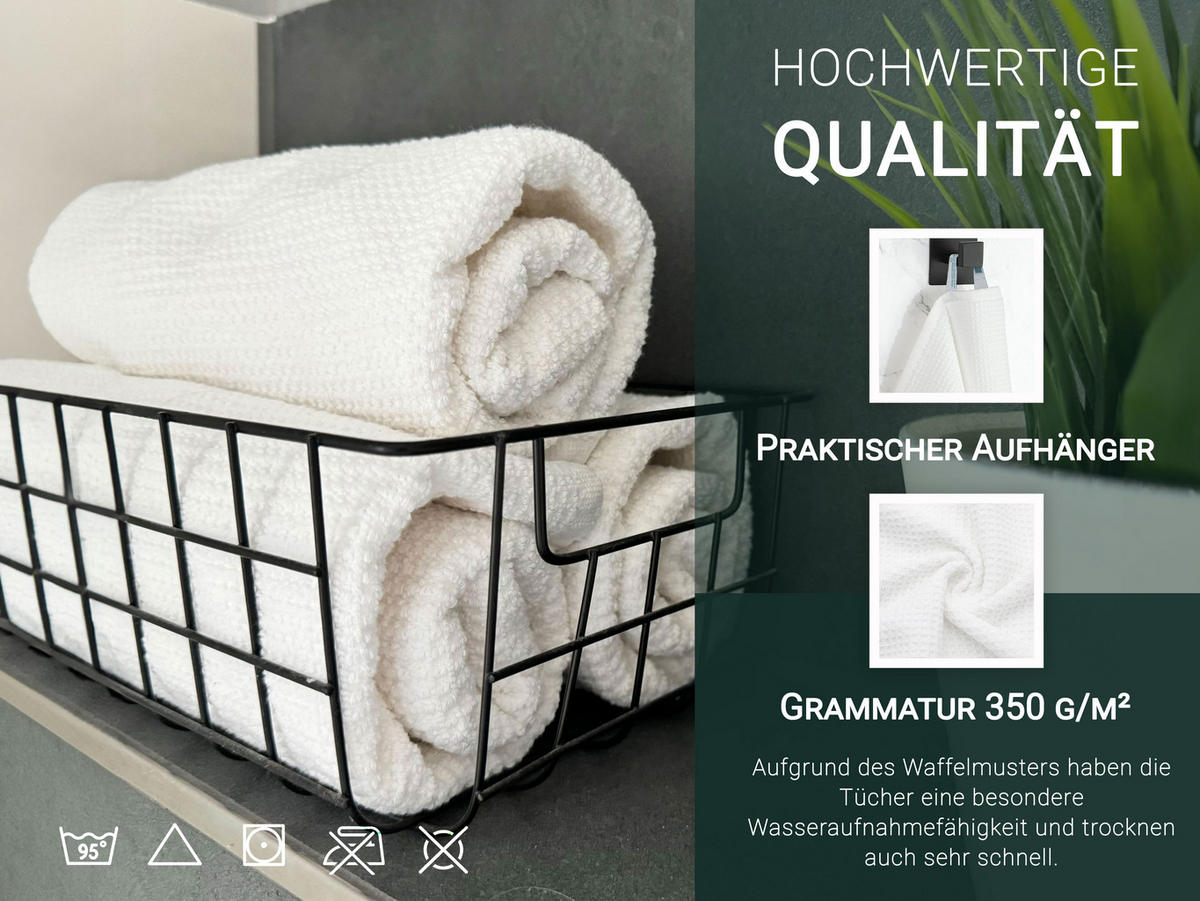 HANDTÜCHER, 6er-Set, 50x100 cm, 100% Baumwolle, Weiß - Weiß, Textil (50/100cm) - Zollner