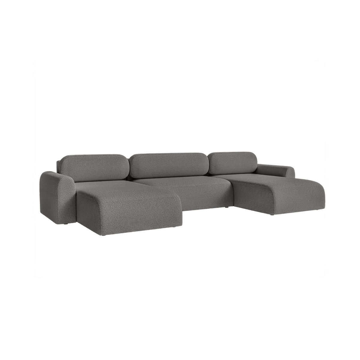 WOHNLANDSCHAFT Lome U mit Schlaffunktion, Graphit - Graphitfarben, Textil (386/70/185cm) - Fedve