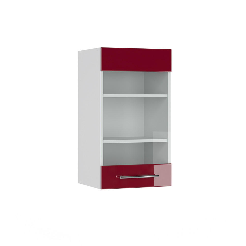 KÜCHENGLASSCHRANK Fame-Line Bordeaux Hochglanz 40 cm - Bordeaux/Weiß, Holzwerkstoff (40/72/34.1cm) - Vicco