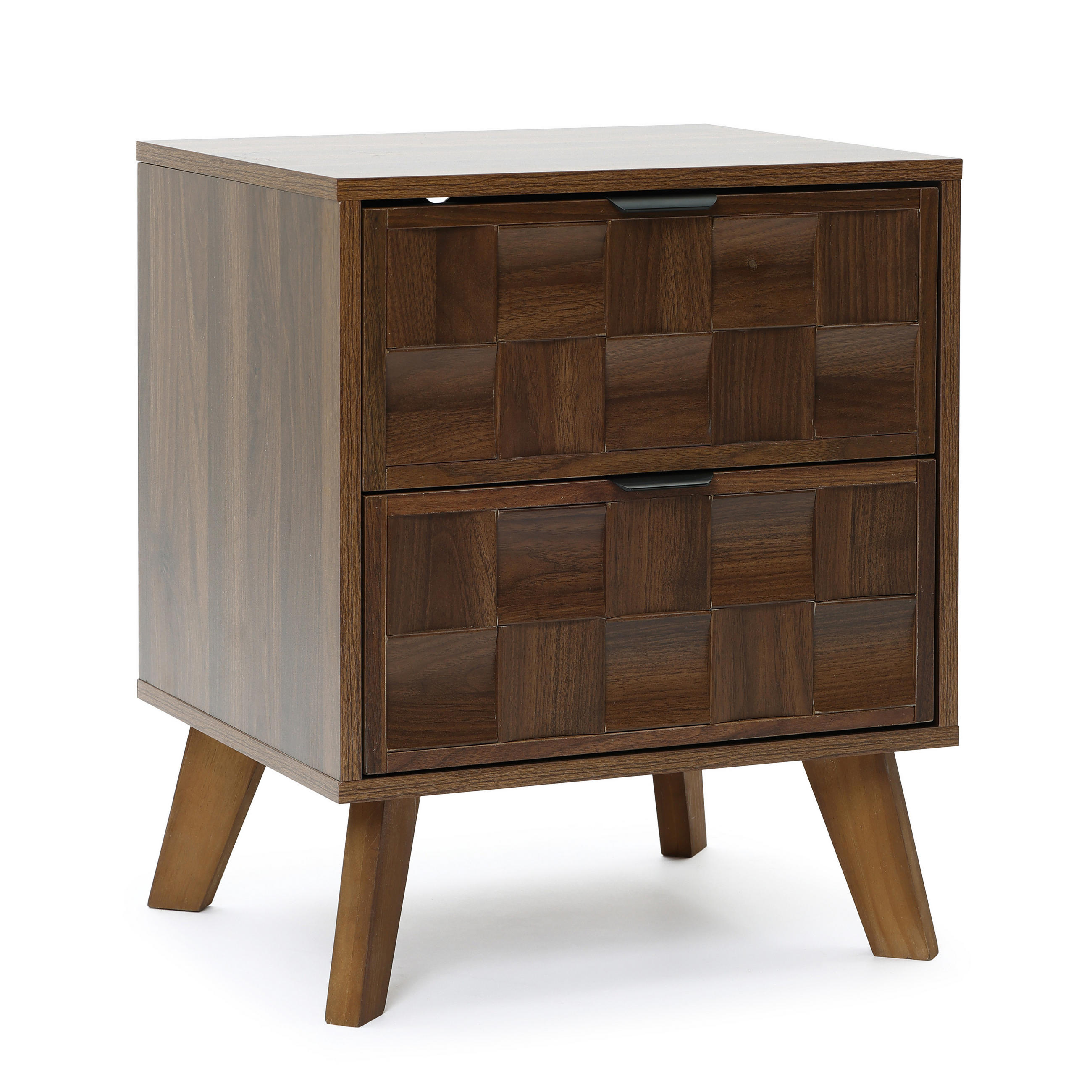 NACHTTISCH mit 2 Schubladen | B47 x T40 x H57 cm - Walnussfarben, Holzwerkstoff (47/57/40cm) - Hometopia