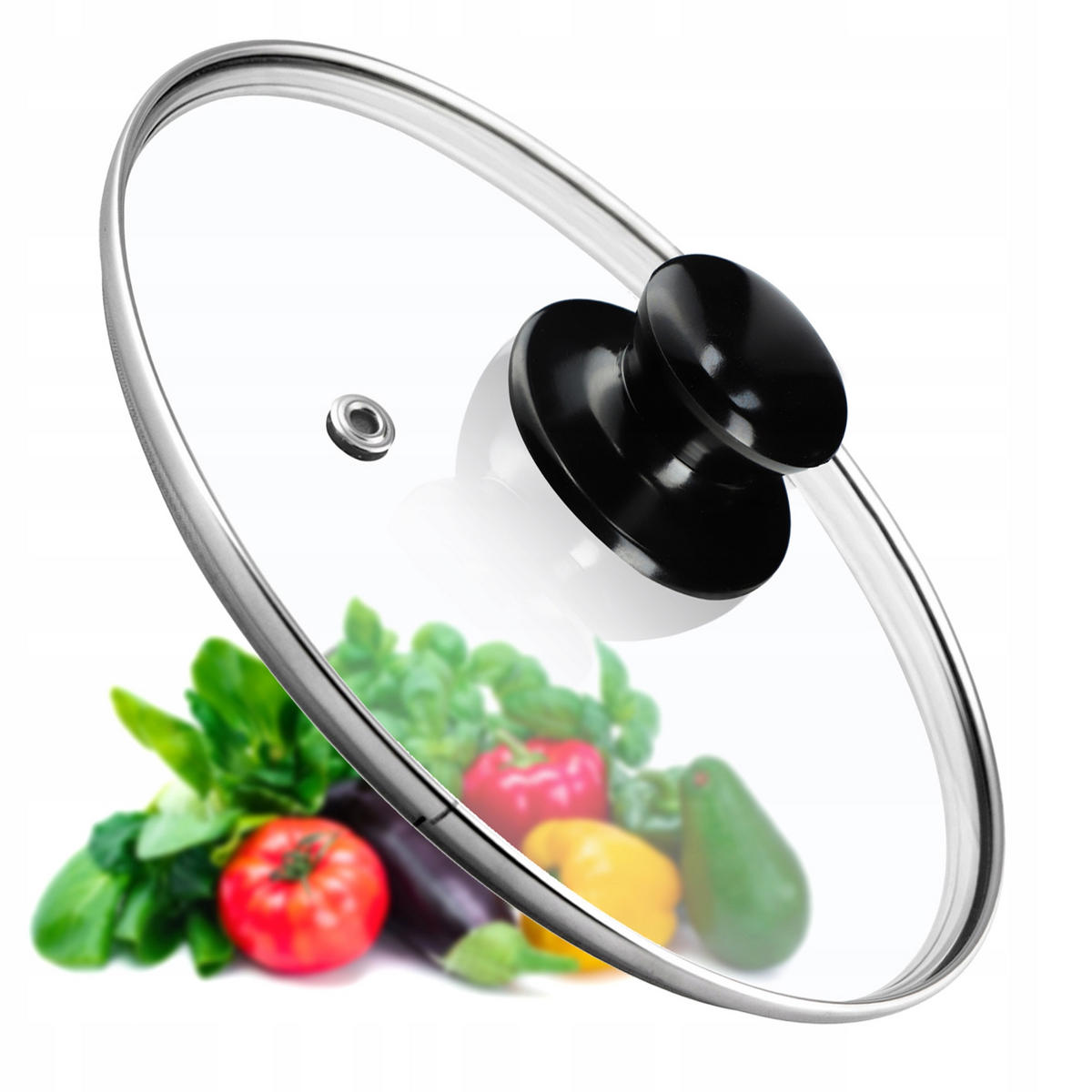 DECKEL mit schwarzem Griff, 24 cm, 1 Stück - Transparent, Glas/Kunststoff (24cm) - KADAX