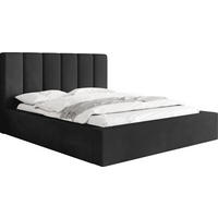 POLSTERBETT Amira mit Bettkasten, Schwarz Samt 140x200 cm - Schwarz Hochglanz/Birkefarben, Holz/Holzwerkstoff (140/200cm) - WFL GROUP