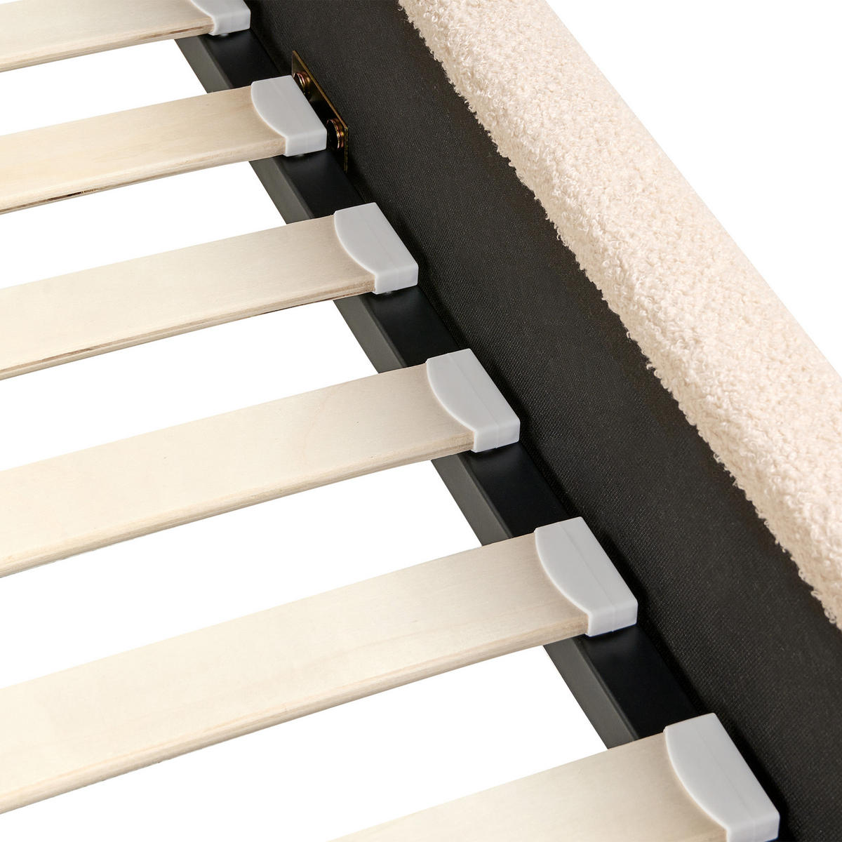 BETT mit Lattenrost 120/200 cm Beige Ambillou - Beige/Goldfarben, Textil (120/200cm) - Beliani