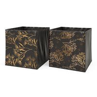 FALTBOX Schwarz/Gold 30 x 30 cm 2er Set Option1 - Goldfarben/Schwarz, Wellpappe (30/30/30cm) - Vicco