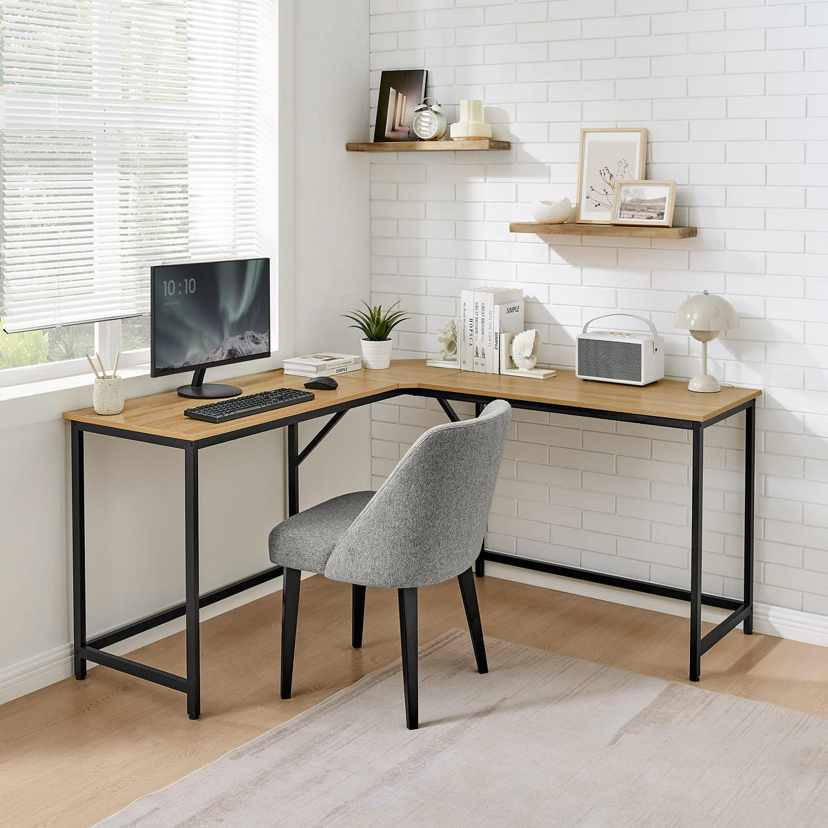 ECK-COMPUTERTISCH, Sonoma-Eiche/Schwarz - Sonoma Eiche, Holzwerkstoff (149/149/76cm) - A2A Home