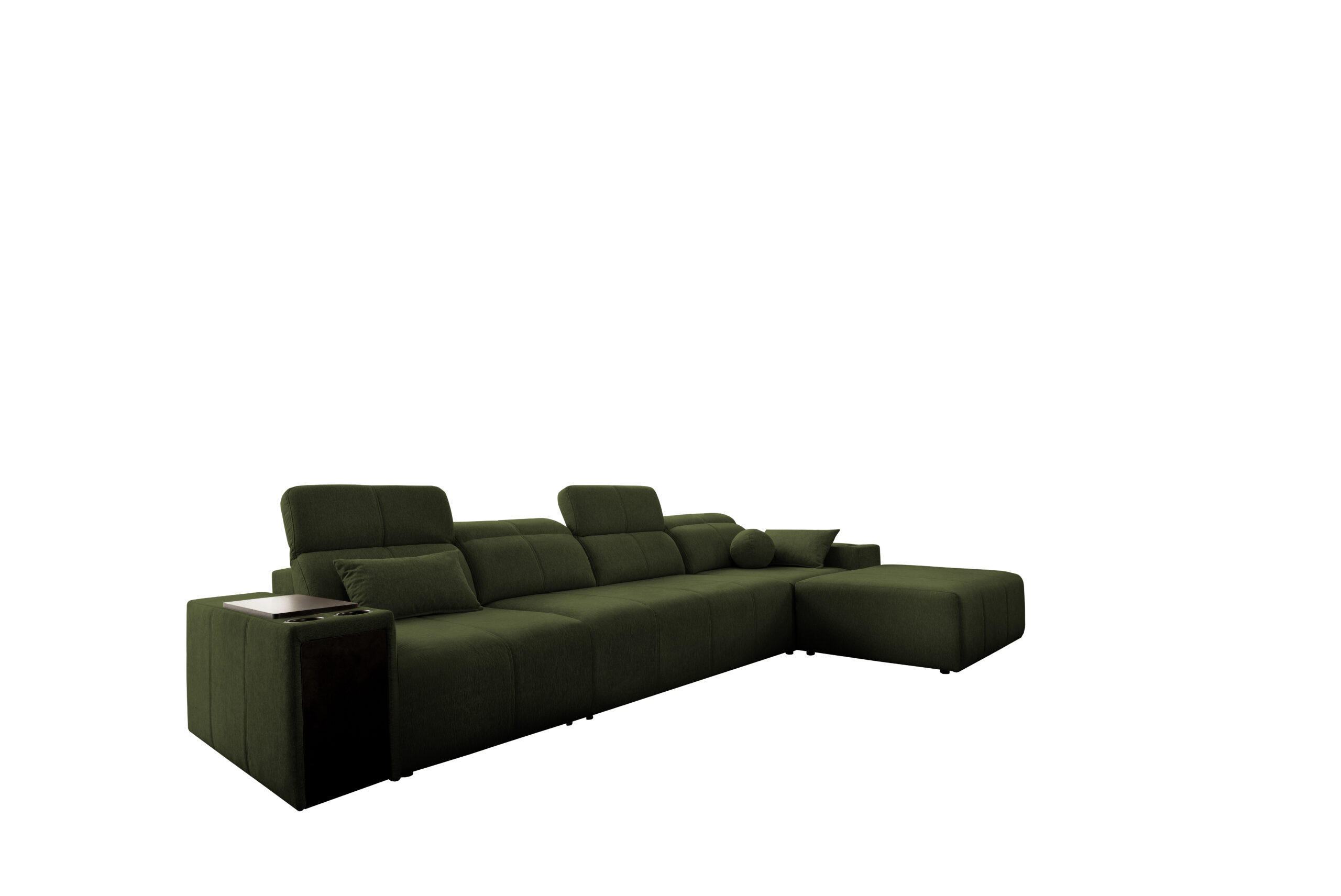 ECKSOFA mit Schlaffunktion und Mindy XII Stoff Verita Dunkelgrün Rechts - Dunkelgrün, Holz (348/202cm) - Kaiser Möbel