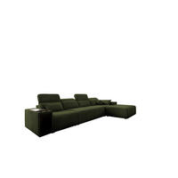 ECKSOFA mit Schlaffunktion und Mindy XII Stoff Verita Dunkelgrün Rechts - Dunkelgrün, Holz (348/202cm) - Kaiser Möbel