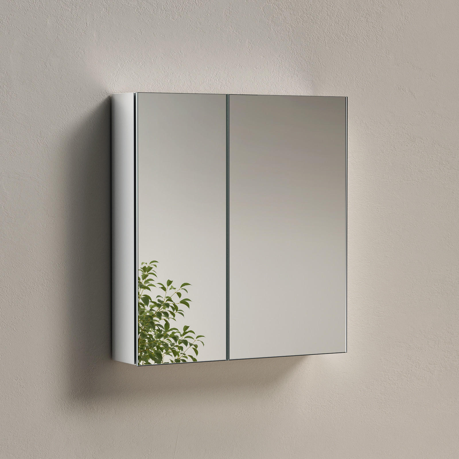 SPIEGELSCHRANK Weiß 65/60/14,5 cm - Weiß, Metall (60/65/14.5cm) - EMKE